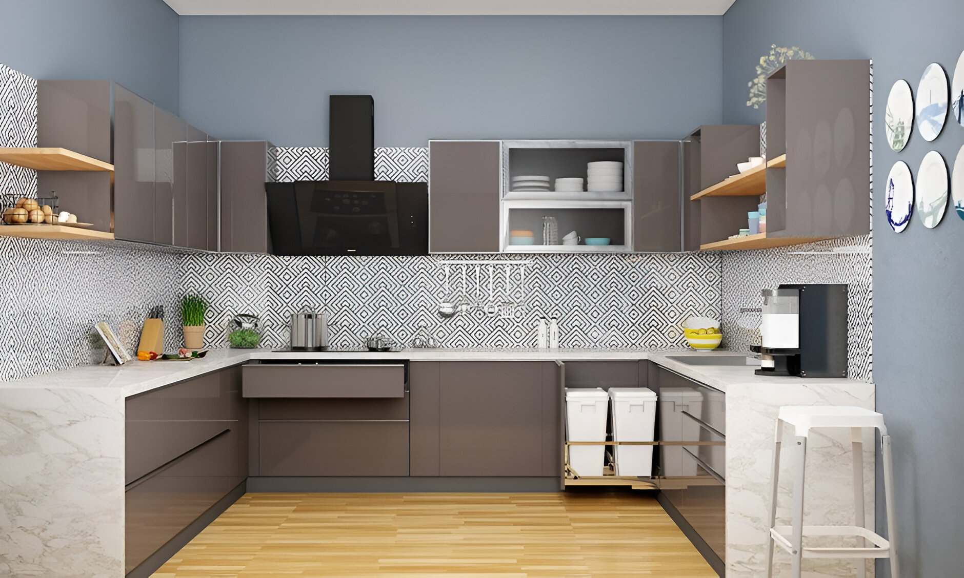 3D Modular Kitchen Design